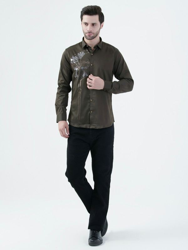 Albion Mens Khakhi Shirt Full Sleeve
