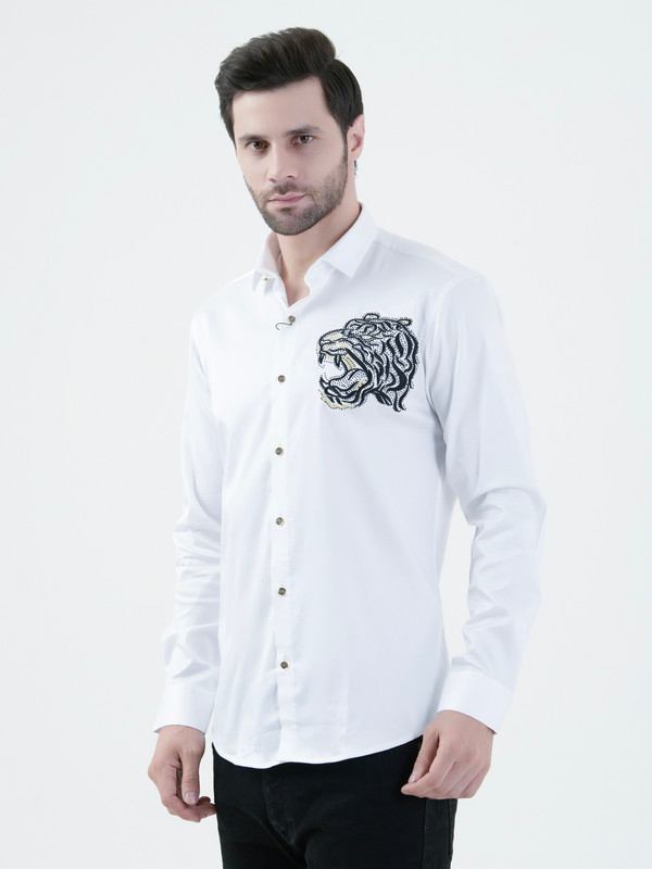 Albion Mens White Shirt Full Sleeve