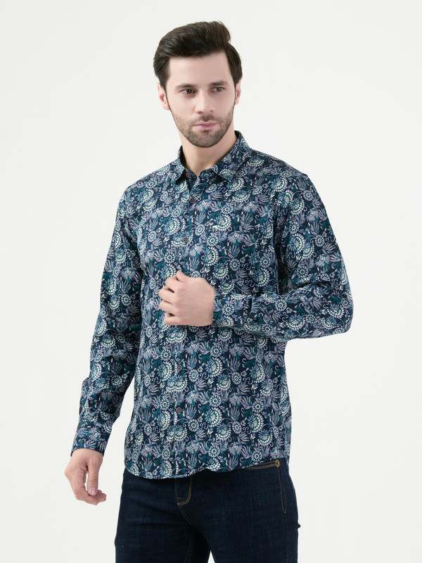 Albion Mens Navy Shirt Full Sleeve