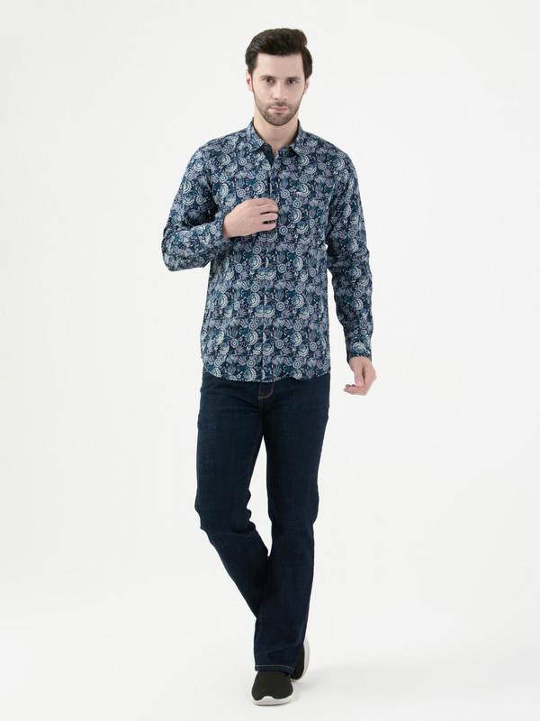 Albion Mens Navy Shirt Full Sleeve