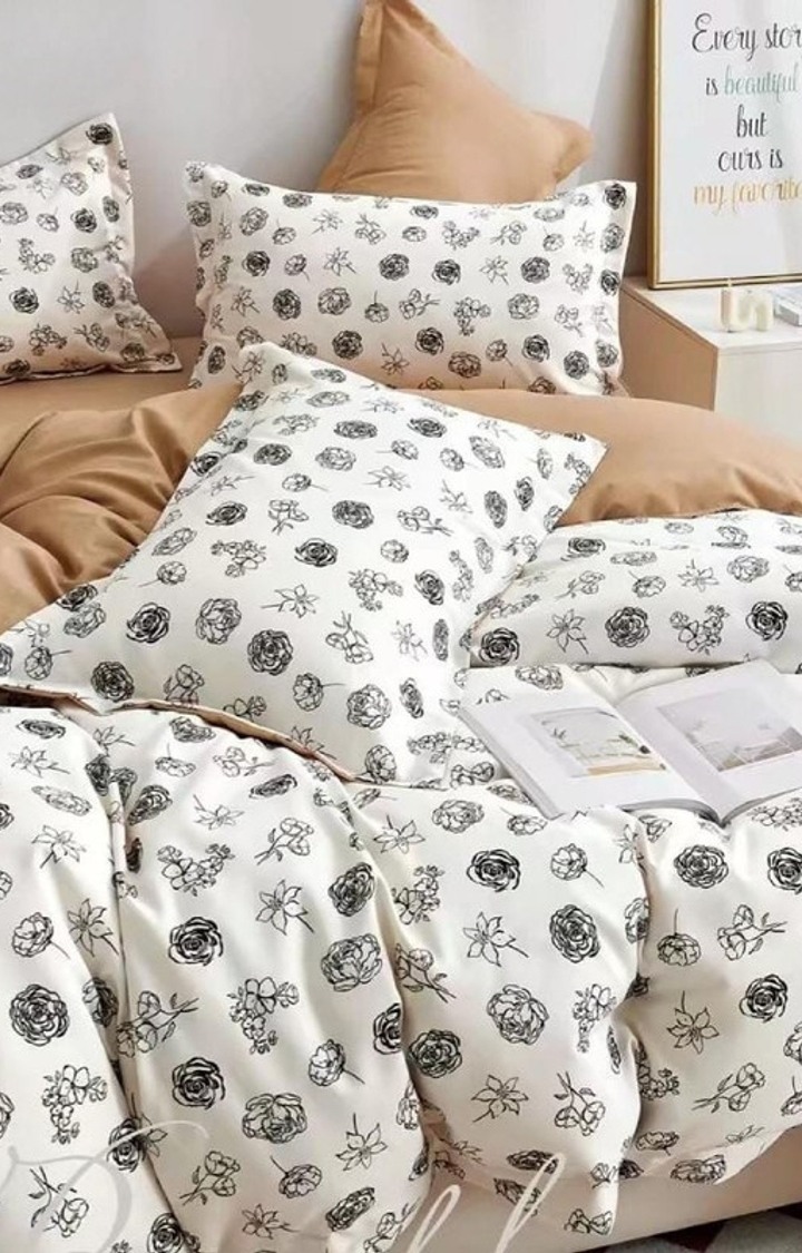 King Size Fully Elastic Fitted Bedsheet Double Bed with 2 Pillow Covers, 300 TC Cotton Feel Glace Cotton