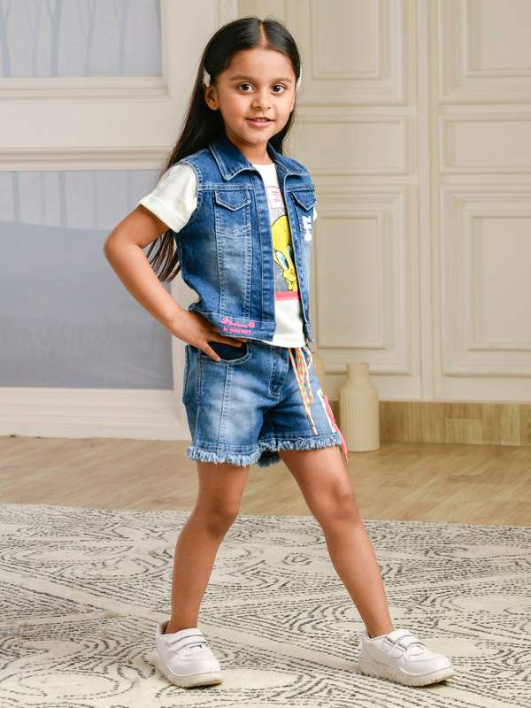 ALBION PREMIUM GIRLS SET CUTIES DENIM SKIRT TOP