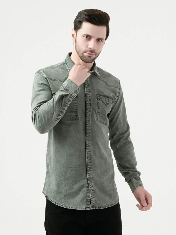 Albion Mens BLUE Shirt Full Sleeve