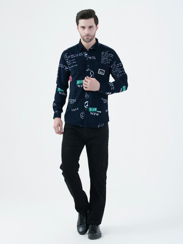 Albion Mens Blue Shirt Full Sleeve