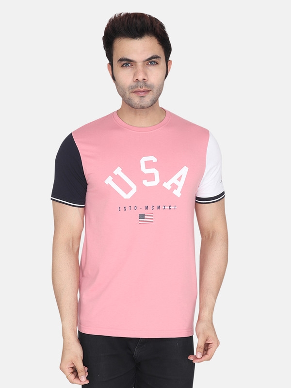 Albion Mens Cyan  R Pink T-Shirts