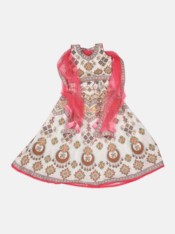 ALBION GIRLS ETHINIC CREAM LEHANGA CHOLI