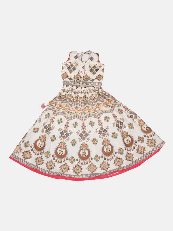 ALBION GIRLS ETHINIC CREAM LEHANGA CHOLI