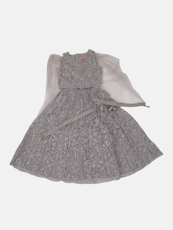ALBION GIRLS ETHINIC GREY LEHANGA CHOLI
