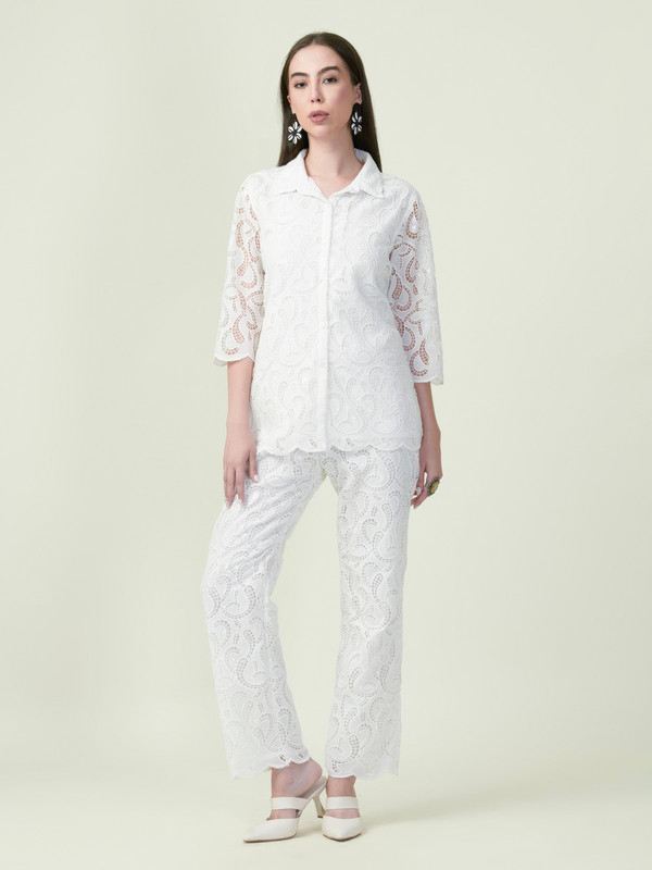 Albion Premium Ladies Neel Kamal White Coordinate Set