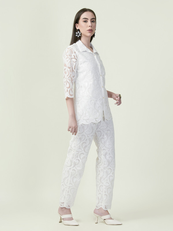 Albion Premium Ladies Neel Kamal White Coordinate Set