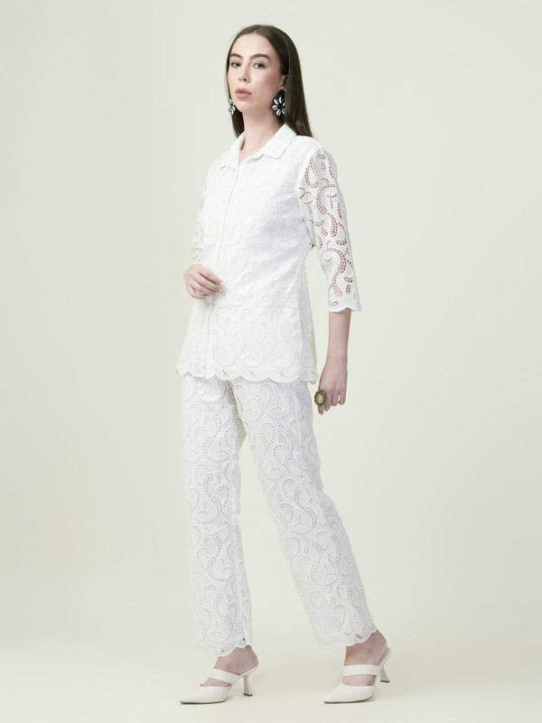 Albion Premium Ladies Neel Kamal White Coordinate Set