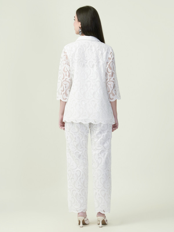 Albion Premium Ladies Neel Kamal White Coordinate Set