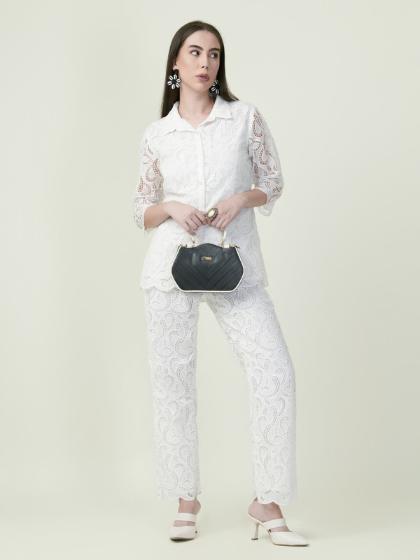 Albion Premium Ladies Neel Kamal White Coordinate Set