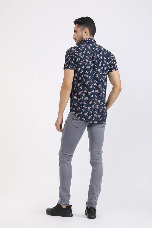 Albion Mens Premium Blue Print Casual Shirt