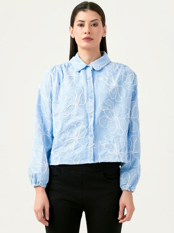 Albion Women Smart Premium Blue Casual Shirt