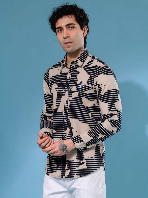 ALBION MENS ECOHAWK BLACK PRINT SHIRT