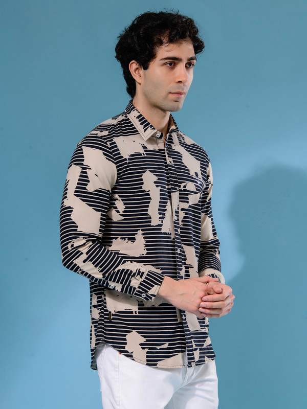 ALBION MENS ECOHAWK BLACK PRINT SHIRT