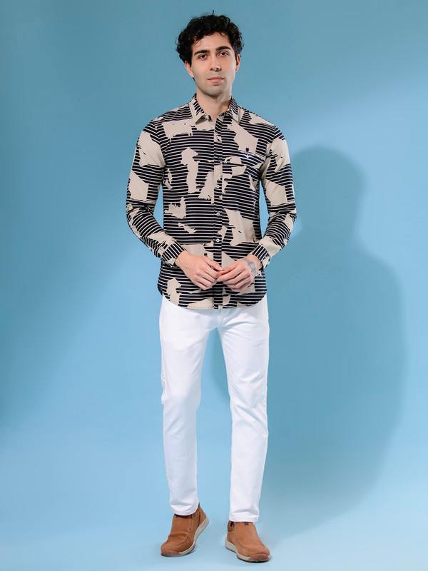 ALBION MENS ECOHAWK BLACK PRINT SHIRT