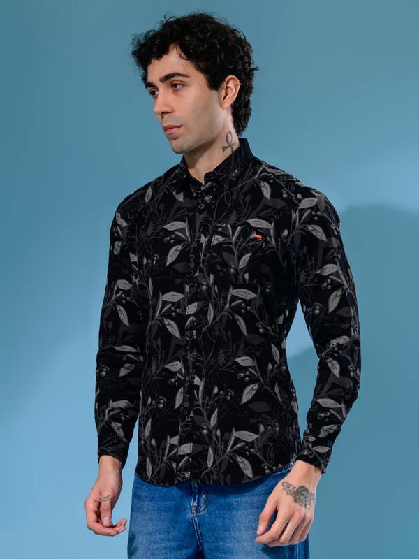 ALBION MENS ECOHAWK BLACK PRINT SHIRT