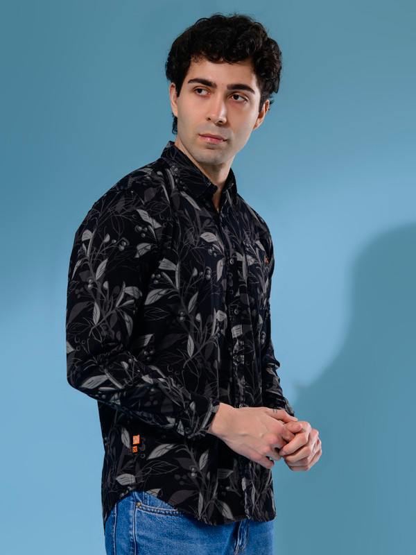 ALBION MENS ECOHAWK BLACK PRINT SHIRT