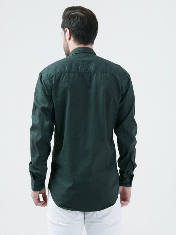 Albion Mens Green Shirt Full Sleeve