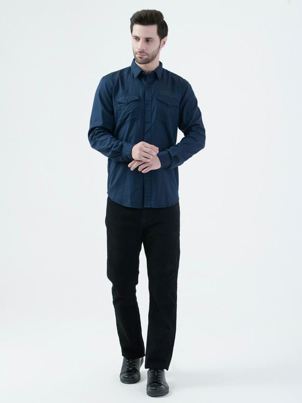 Albion Mens BLUE Shirt Full Sleeve