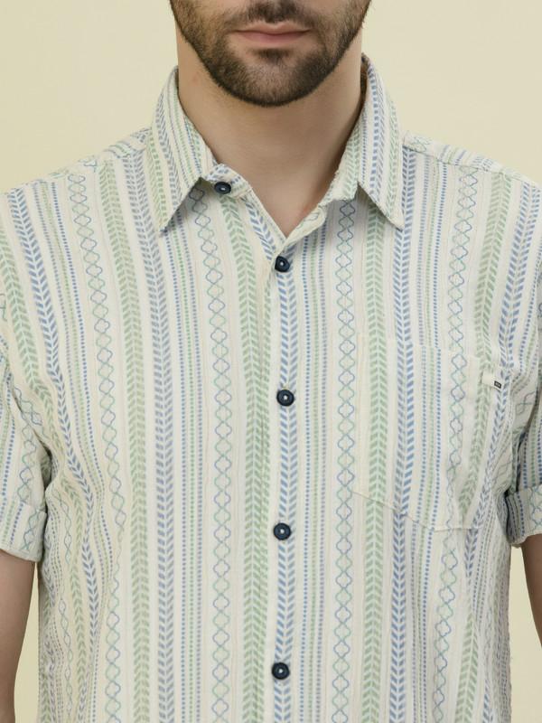 Albion Premium Mens Green Stripe Shirt Hs