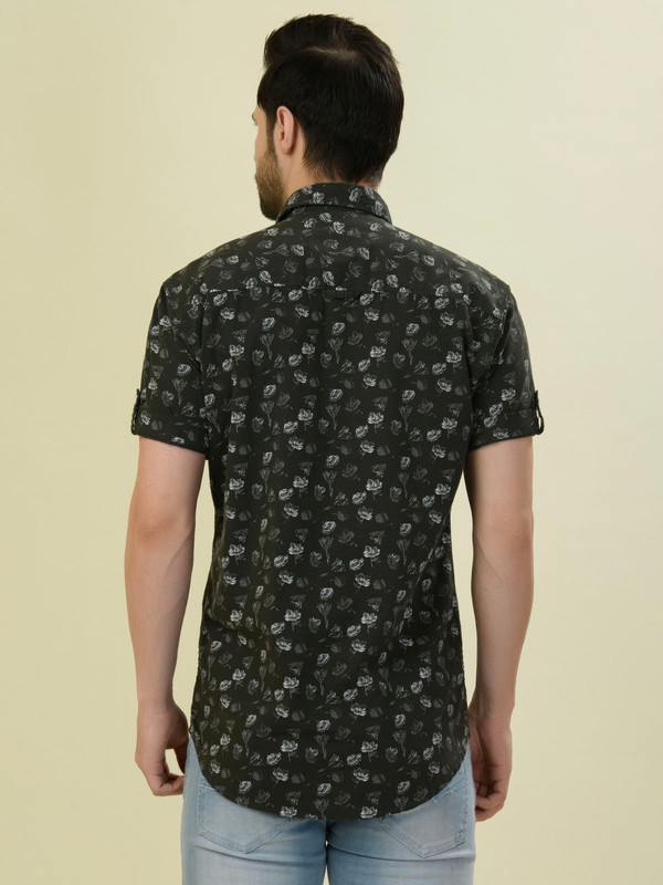 Albion Premium Mens Green Print Shirt Hs