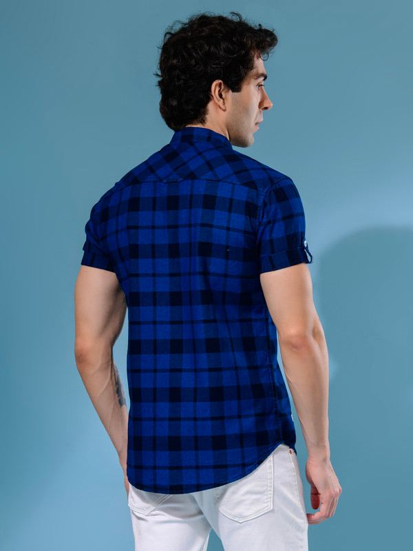 ALBION MENS ECOHAWK BLUE CHECKS SHIRT