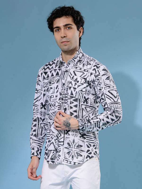 ALBION MENS ECOHAWK BLACK PRINT SHIRT