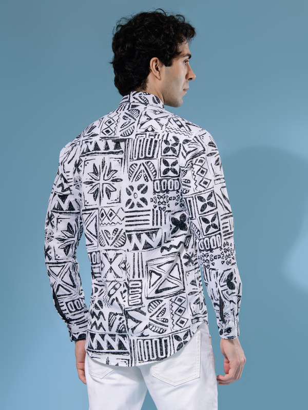 ALBION MENS ECOHAWK BLACK PRINT SHIRT
