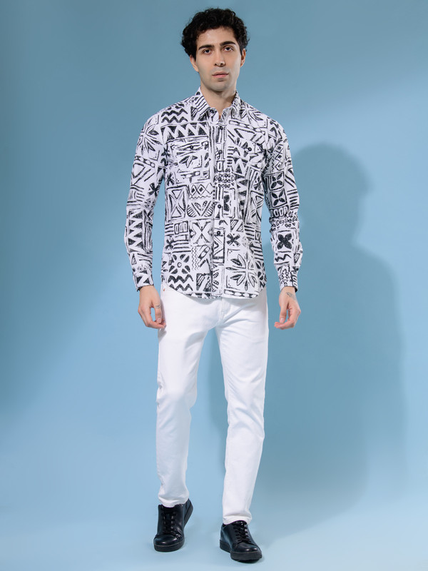 ALBION MENS ECOHAWK BLACK PRINT SHIRT