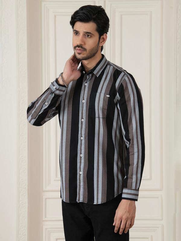 ALBION MENS ECOHAWK BROWN STRIPE SHIRT