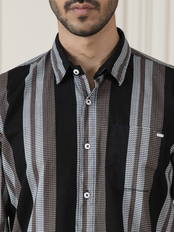 ALBION MENS ECOHAWK BROWN STRIPE SHIRT
