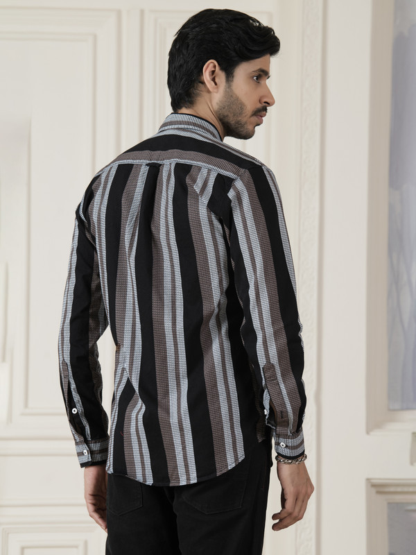 ALBION MENS ECOHAWK BROWN STRIPE SHIRT