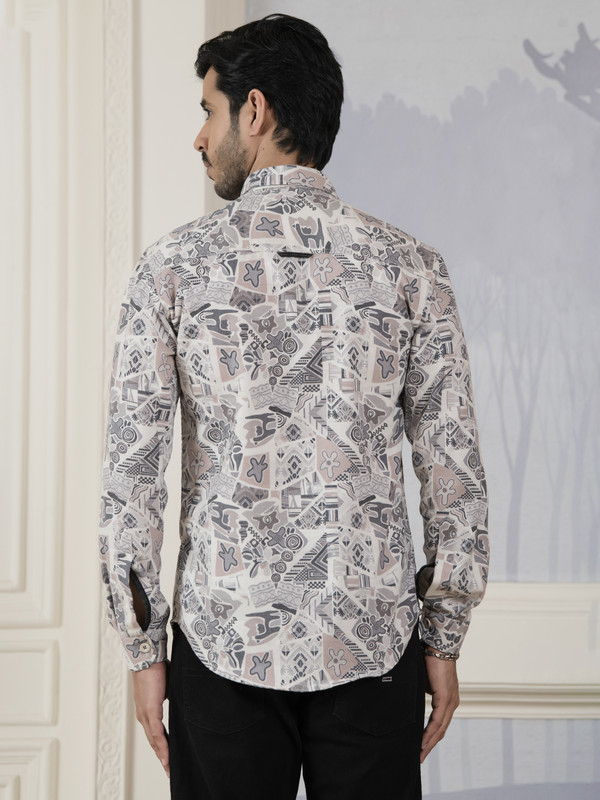 ALBION MENS ECOHAWK KHAKI PRINT SHIRT