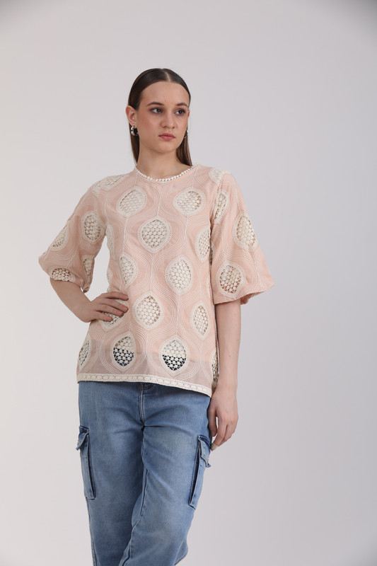 Albion Women Beage Blouson Top