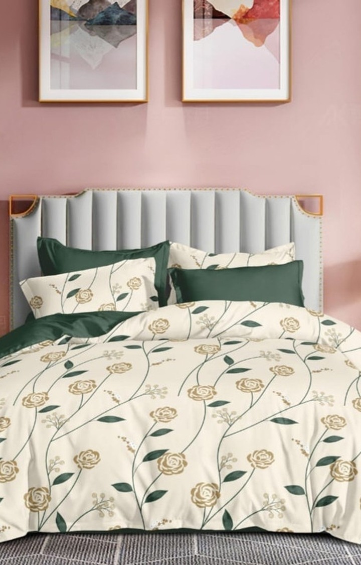 King Size Bedsheet Double Bed with 2 Pillow Covers, 300 TC Cotton