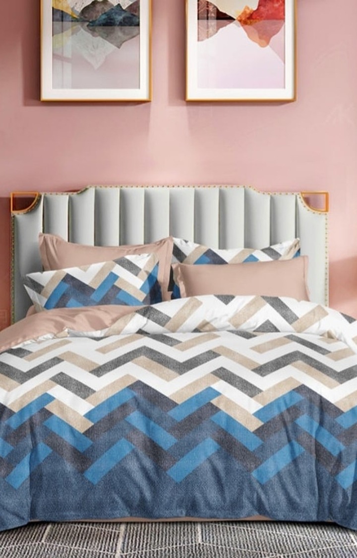 King Size Bedsheet Double Bed with 2 Pillow Covers, 300 TC Cotton