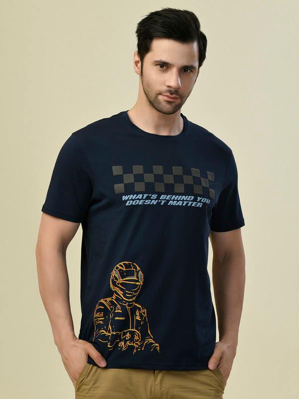 ALBION PREMIUM CYAN NAVY MENS T-SHIRT