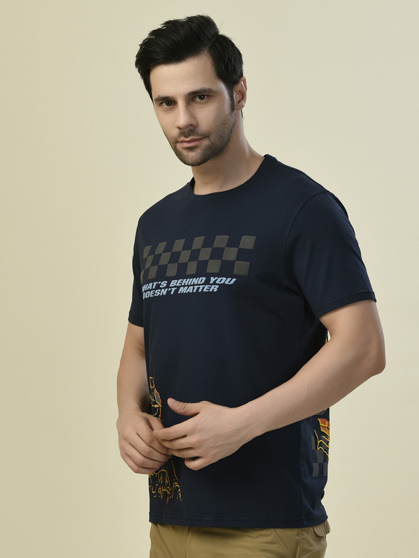 ALBION PREMIUM CYAN NAVY MENS T-SHIRT