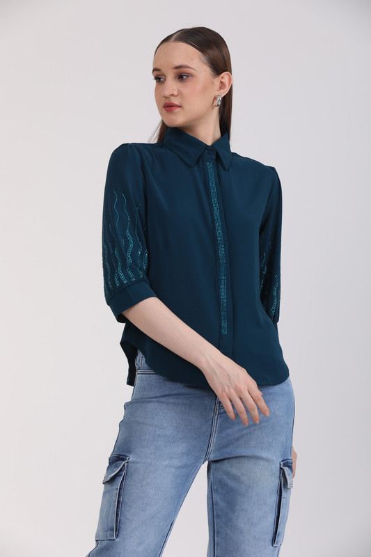 Albion Women D.Blue Blouson Top