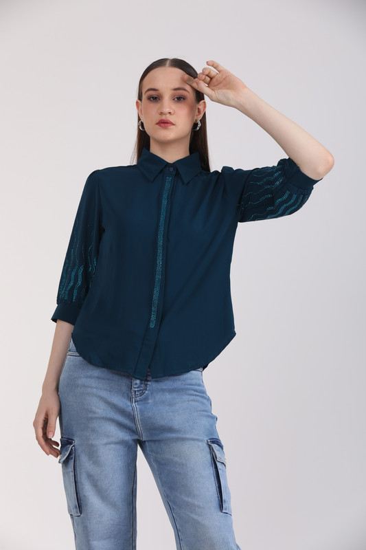 Albion Women D.Blue Blouson Top