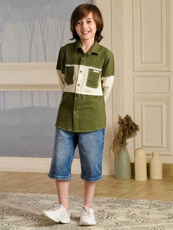 ALBION PREMIUM BOYS CHASE GREEN SHIRT