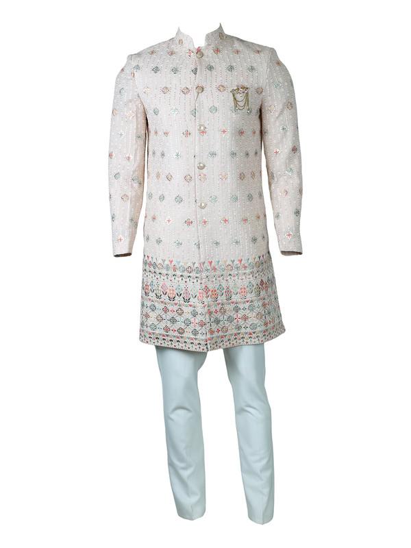 Albion Mens Mens Ethinic Pink Indo Western Suit