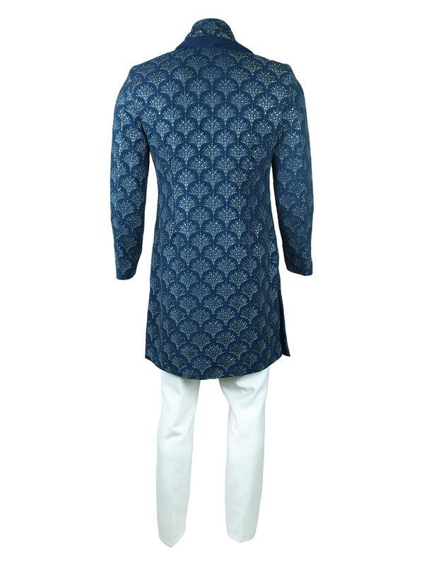Albion Mens Mens Ethinic P.Blue Indo Western Suit