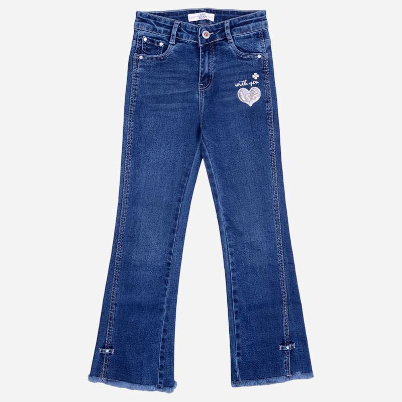 ALBION KIDS GIRLS BLUE LOVEKINS JEANS