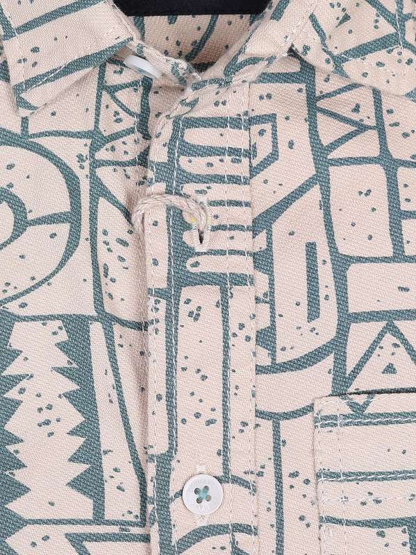 ALBION Kids Boys Green Print Shirt