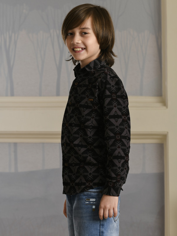 ALBION PREMIUM BOYS ECOHAWK GREY PRINT SHIRT