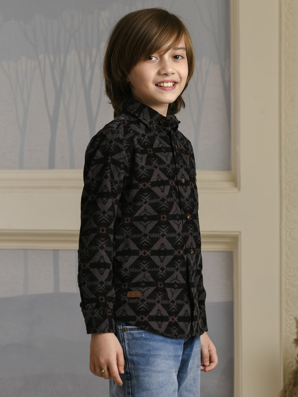 ALBION PREMIUM BOYS ECOHAWK GREY PRINT SHIRT